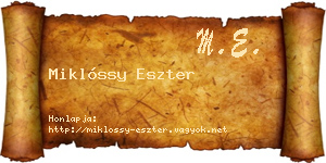 Miklóssy Eszter névjegykártya